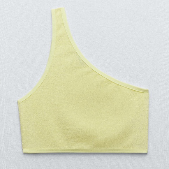 Zara lemon one shoulder crop Top, New with tags, size Small - Picture 2 of 8